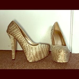 Gold crystal stilettos